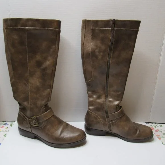 Kim Rogers Shoes Kim Rogers Brown Faux Leather Side Zip Women